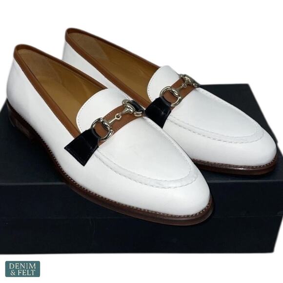 Hockerty Horsebit Loafers Men’s 43 White Burgundy Blue Italian Calf‎ Leather NEW main image 8